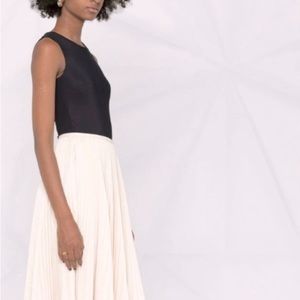 Talbots Black Sleeveless Top with Cream Pleated Skirt